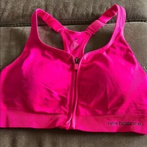 New Balance Pink Sports Bra Sleek Moisture-Wicking Design
